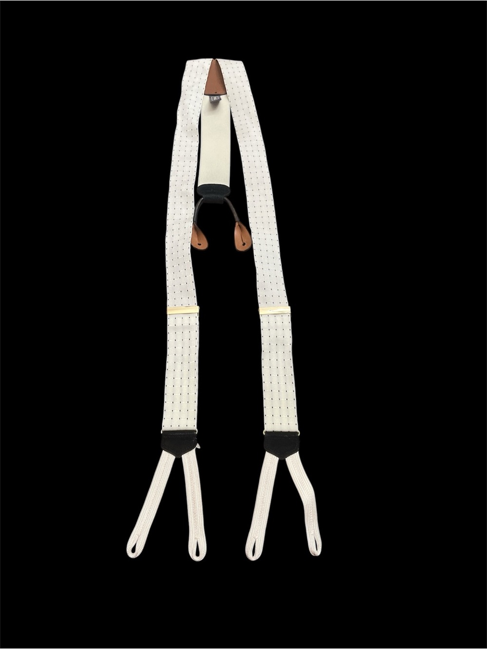 Trafalgar Cream Suspender Braces with Black Dot Grid